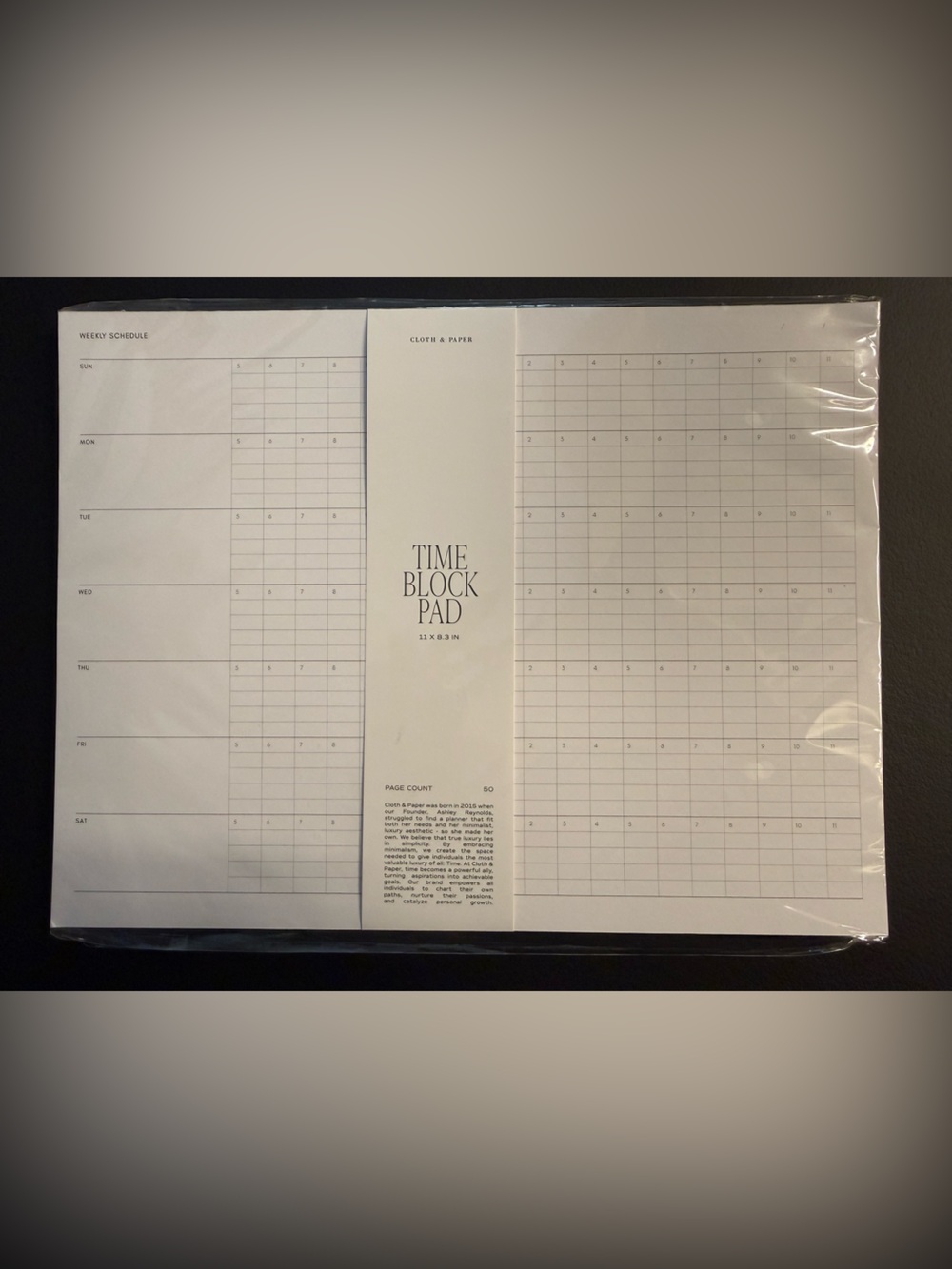 Cloth & Paper Time Block Pad Weekly 11x8.3 in